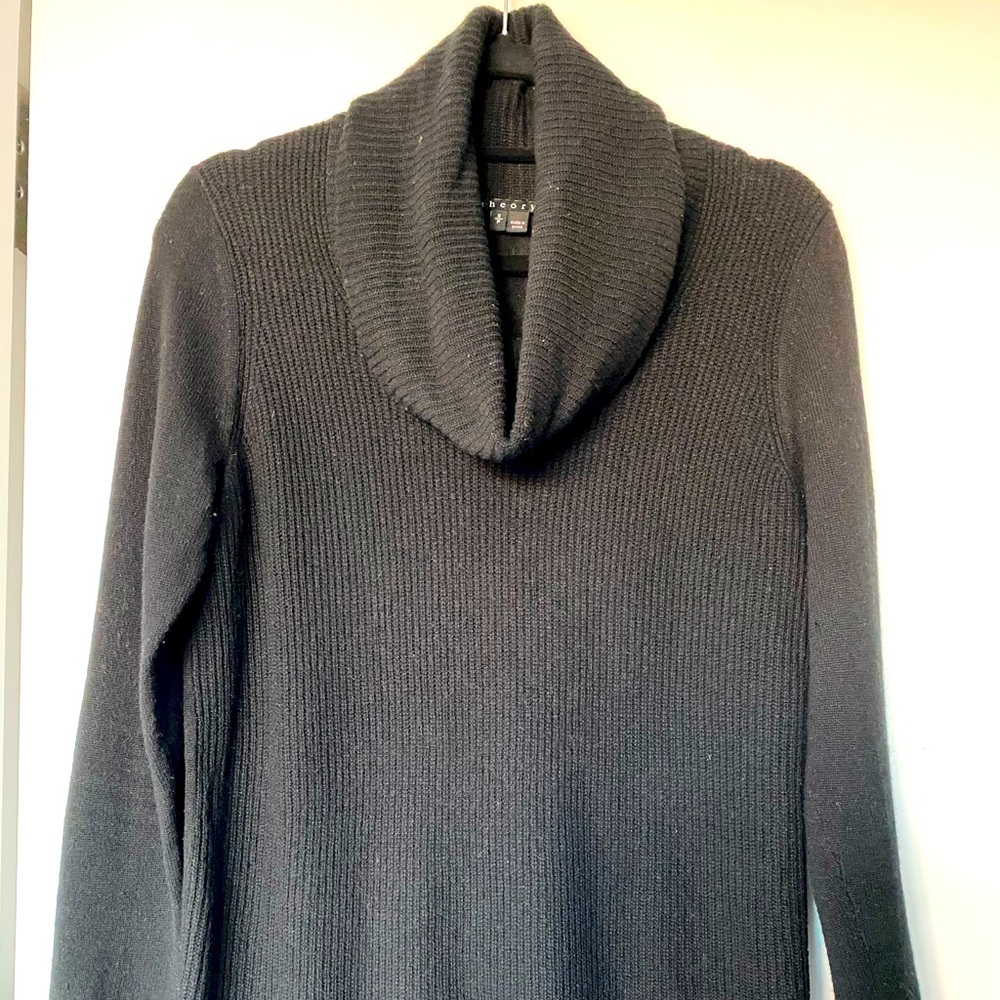 Theory Black Cashmere Cowl Neck Sweater